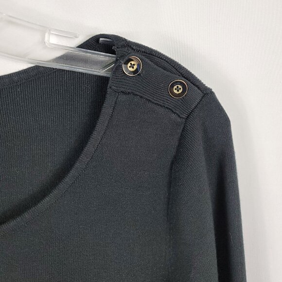 Banana Republic Black Sweater Size Medium Crewneck 3/4 Sleeves - Picture 3 of 12